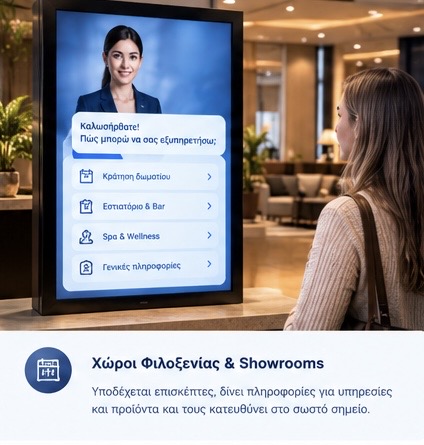 AI Agent σε χώρο φιλοξενίας και showroom